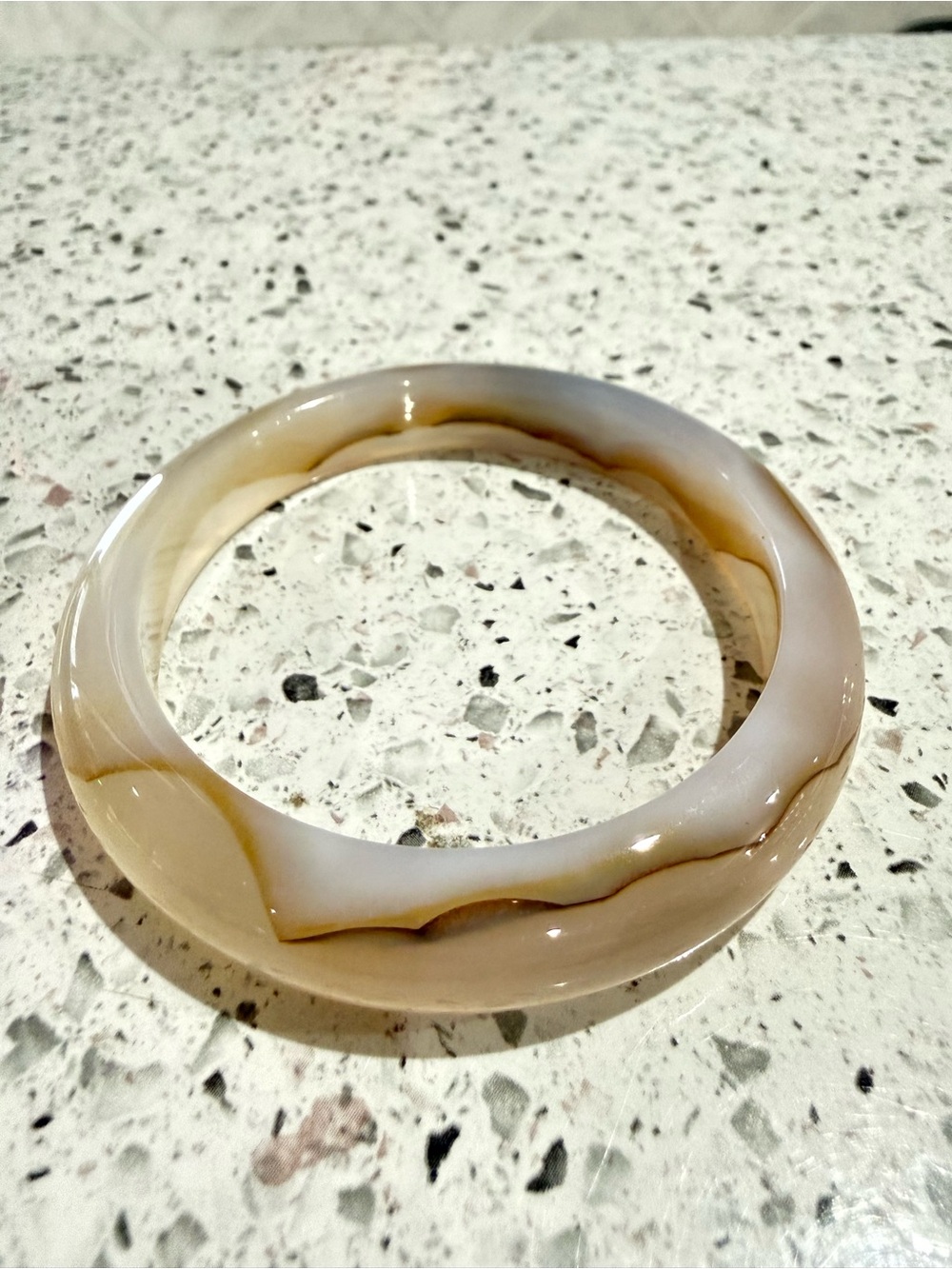 Natural Scenic Agate Bangle 58mm/Donut Stlye Band w. Inky landscape Patterns